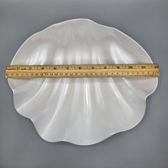 Clam Shell Shaped Serving Bowl with 6 Individual Bowls Melamine Pearl White - Picture 6 of 16
